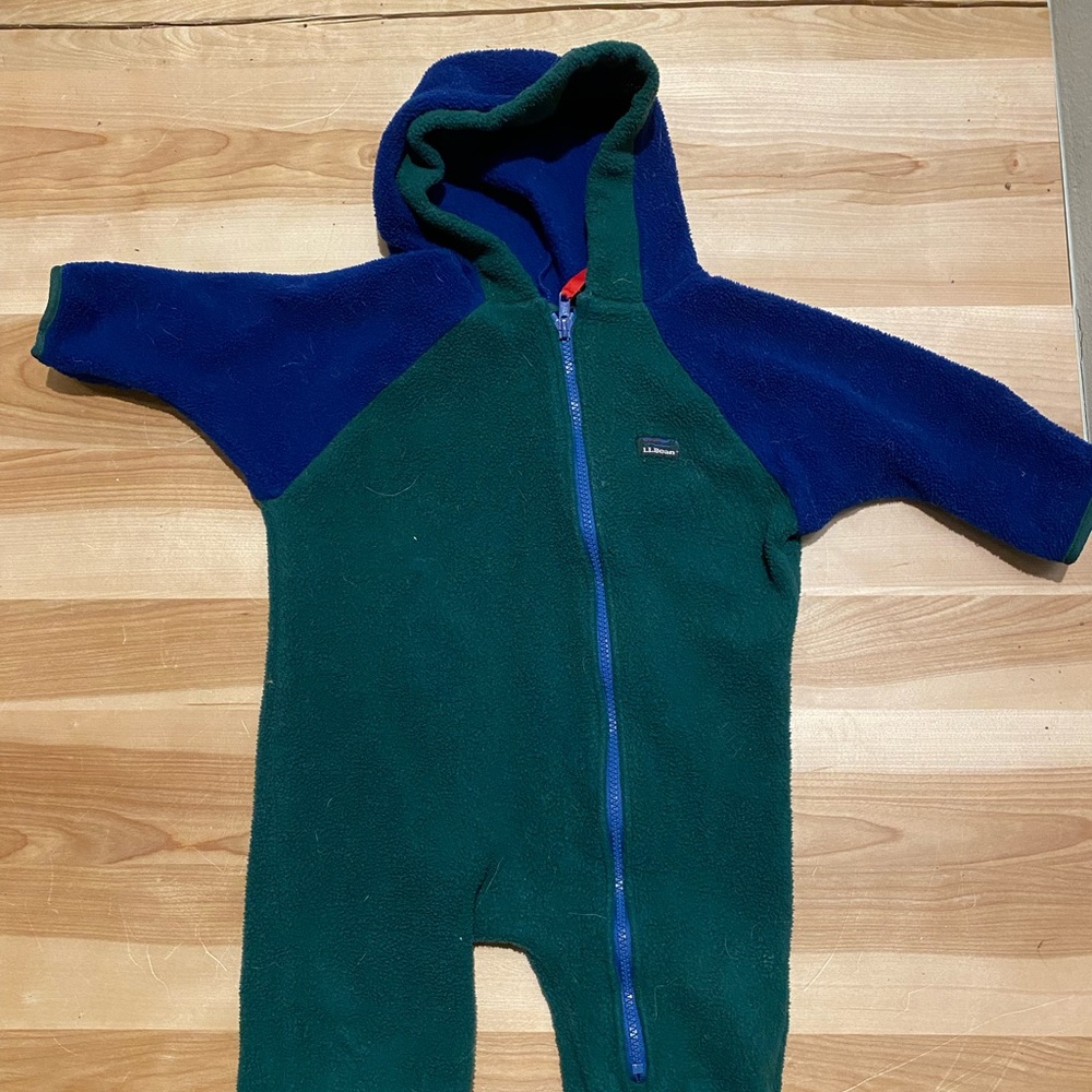 LL Bean fleece hooded onesie, 18 months
